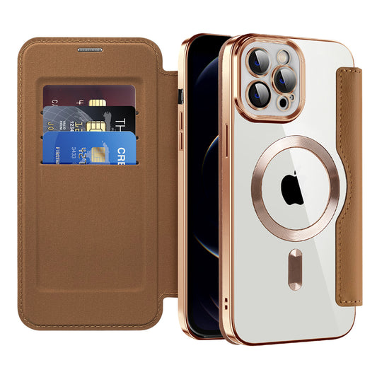 Coque MagSafe pour Apple iPhone 12 Pro Max, Techsuit, SmartMag Book, Marron