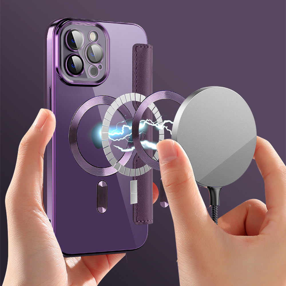 MagSafe Case for Apple iPhone 12 Pro Max, Techsuit, SmartMag Book, Purple