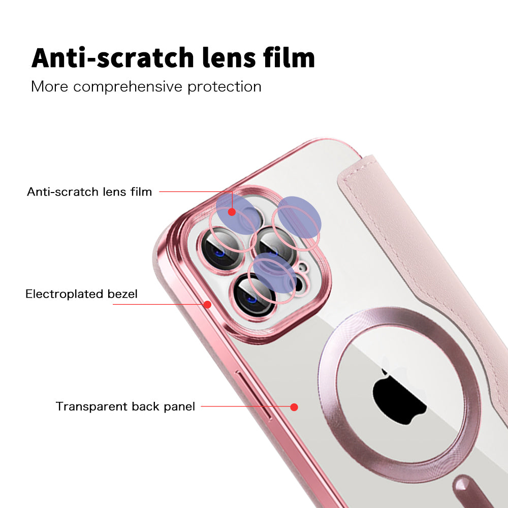 MagSafe Case for Apple iPhone 12 Pro Max, Techsuit, SmartMag Book, Pink