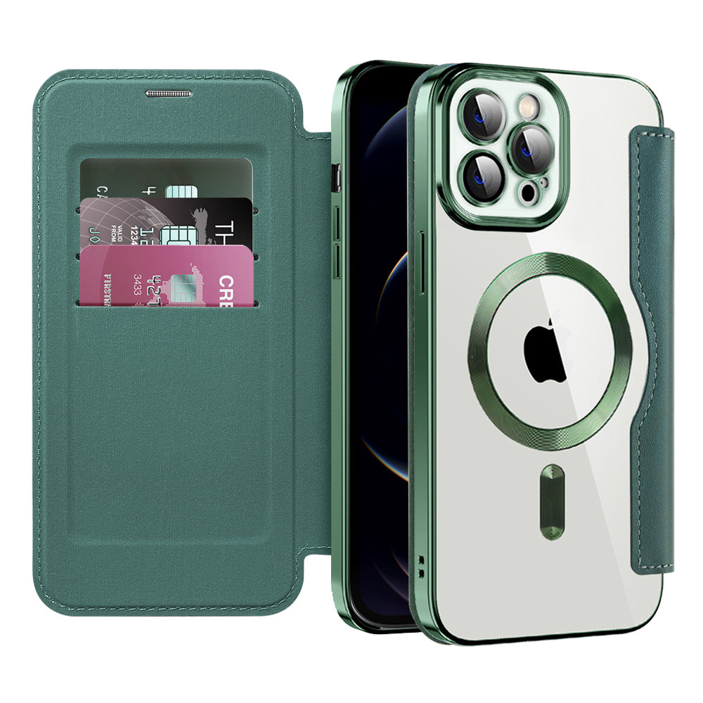 Coque MagSafe pour Apple iPhone 12 Pro Max, Techsuit, SmartMag Book, Vert