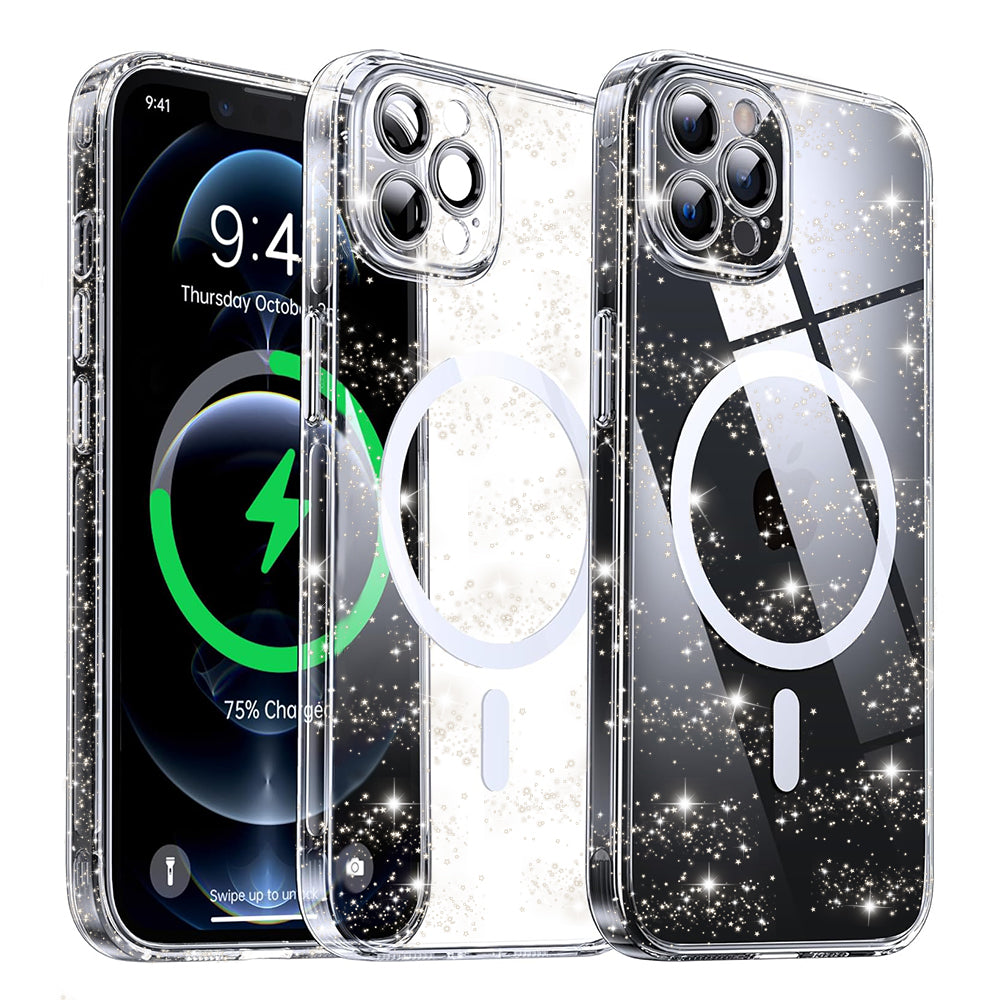Coque MagSafe pour Apple iPhone 12 Pro Max, Techsuit, SparkleSkin, Transparente