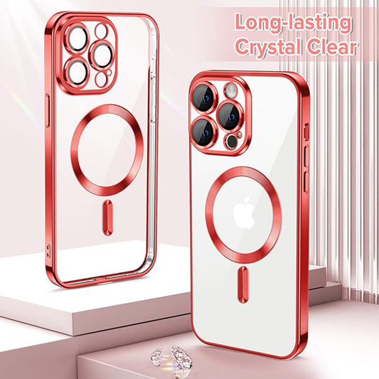 Coque MagSafe pour Apple iPhone 12 Pro, Techsuit, Luxury Crystal, Rouge