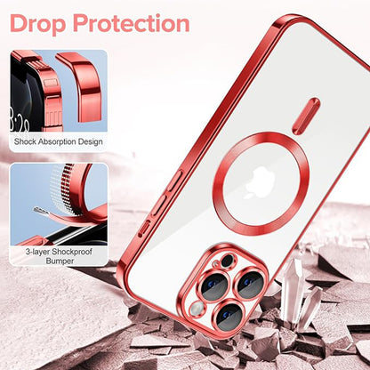 MagSafe Case for Apple iPhone 12 Pro, Techsuit, Luxury Crystal, Red