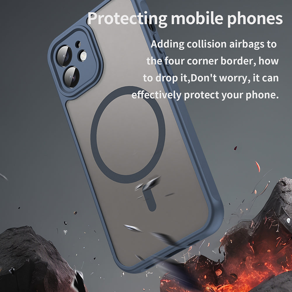 Coque MagSafe pour Apple iPhone 12, Techsuit, HaloFrost II, Bleu marine