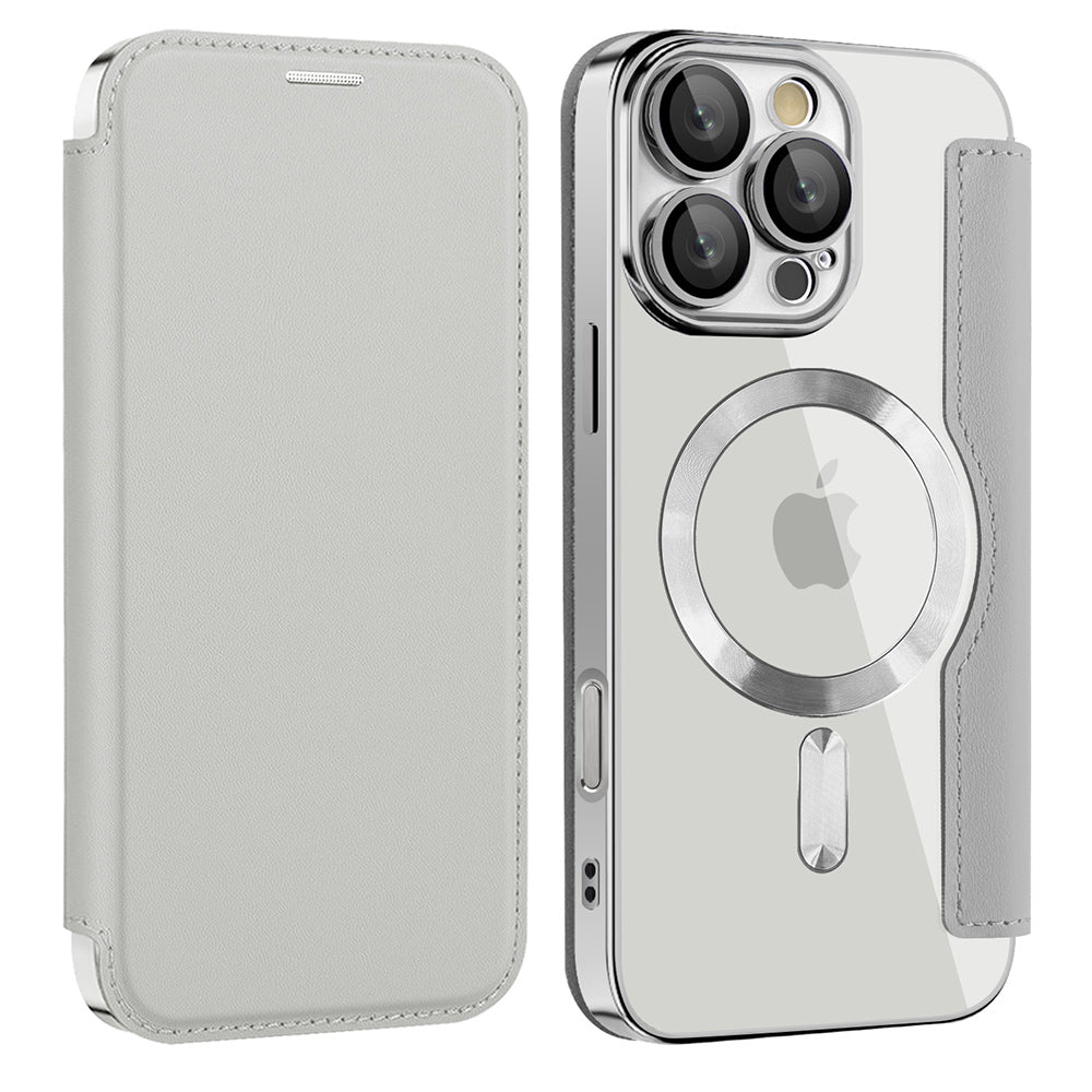 MagSafe Case for Apple iPhone 12, Techsuit, SmartMag Book, Gray