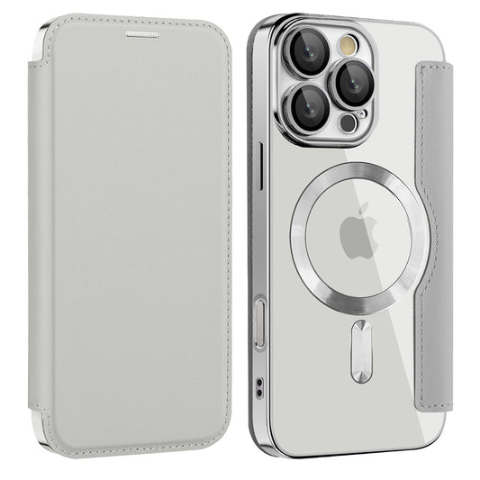 Coque MagSafe pour Apple iPhone 12, Techsuit, SmartMag Book, Gris