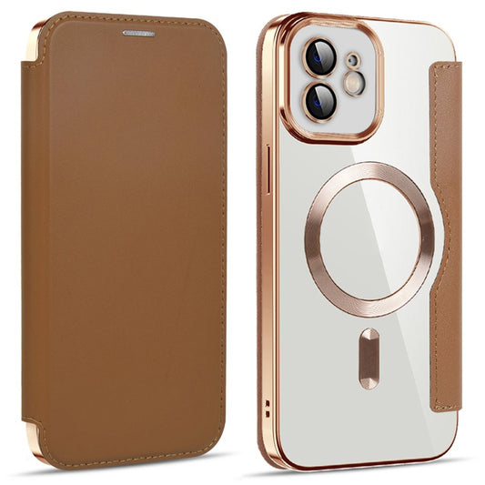 Coque MagSafe pour Apple iPhone 12, Techsuit, SmartMag Book, Marron