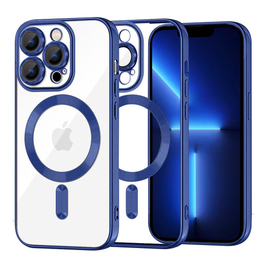 Coque MagSafe pour Apple iPhone 13 Pro Max, Techsuit, Luxury Crystal, Bleu Foncé