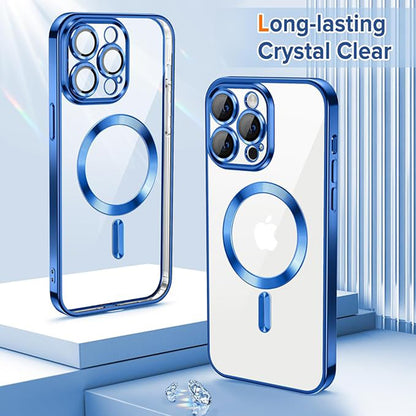 Coque MagSafe pour Apple iPhone 13 Pro Max, Techsuit, Luxury Crystal, Bleu Foncé