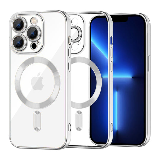 Coque MagSafe pour Apple iPhone 13 Pro Max, Techsuit, Luxury Crystal, Argentée