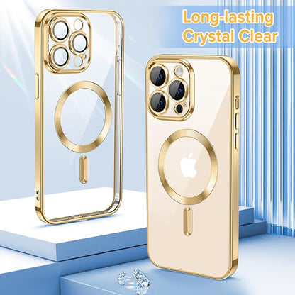 Coque MagSafe pour Apple iPhone 13 Pro Max, Techsuit, Luxury Crystal, Dorée