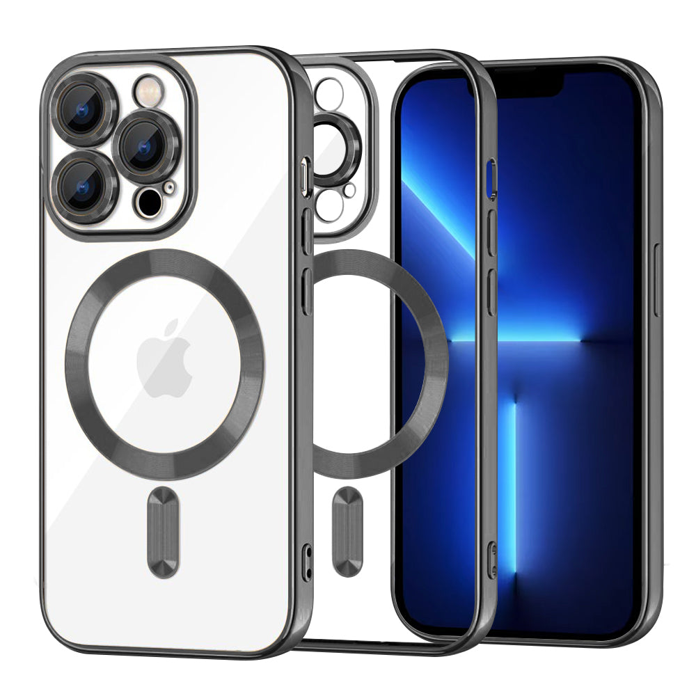 Coque MagSafe pour Apple iPhone 13 Pro Max, Techsuit, Luxury Crystal, Noire