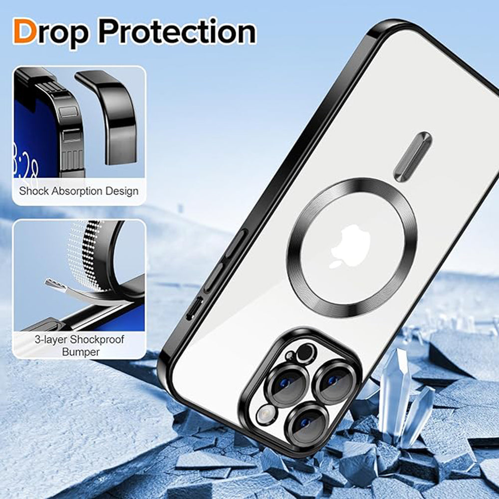 Coque MagSafe pour Apple iPhone 13 Pro Max, Techsuit, Luxury Crystal, Noire