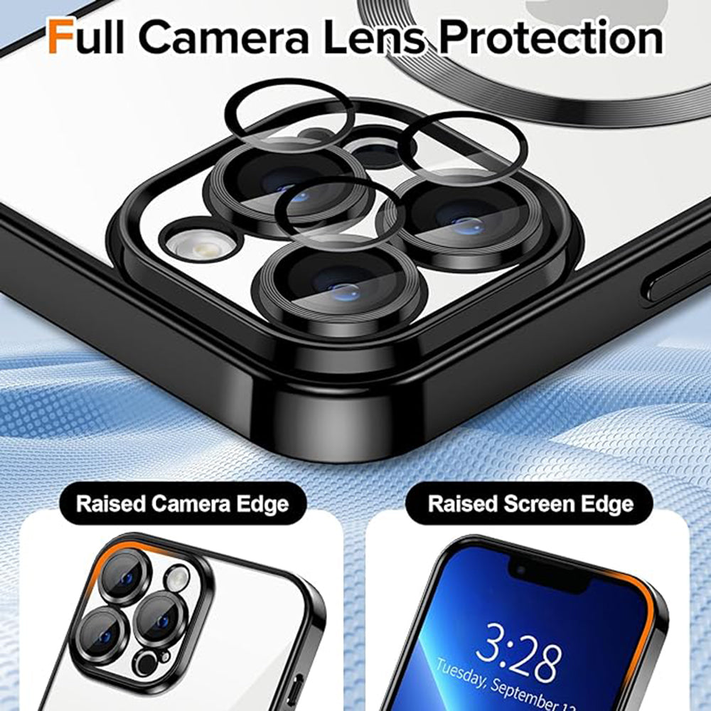 Coque MagSafe pour Apple iPhone 13 Pro Max, Techsuit, Luxury Crystal, Noire
