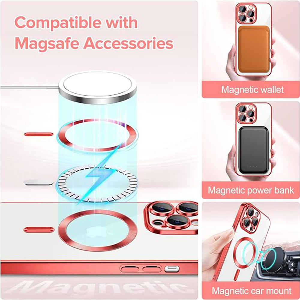 MagSafe Case for Apple iPhone 13 Pro Max, Techsuit, Luxury Crystal, Red