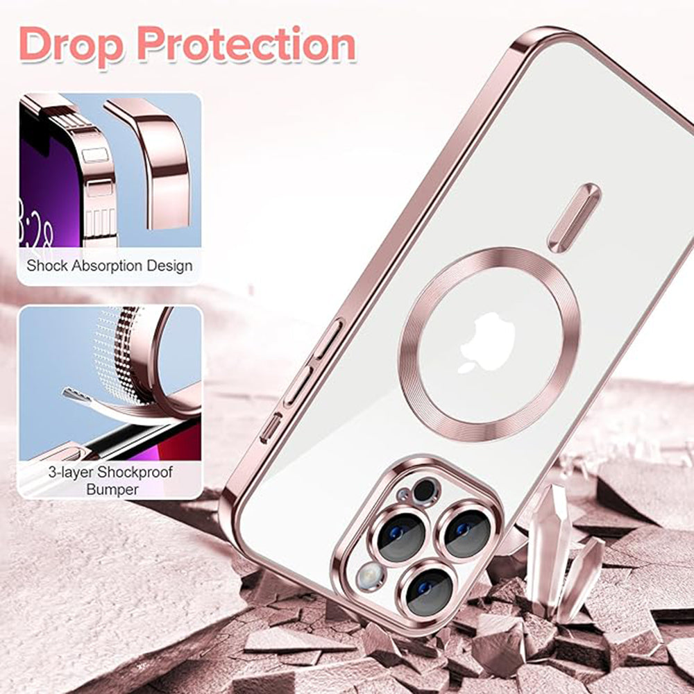 Coque MagSafe pour Apple iPhone 13 Pro Max, Techsuit, Luxury Crystal, Rose
