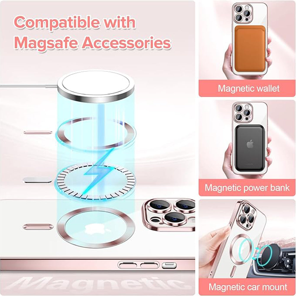 Coque MagSafe pour Apple iPhone 13 Pro Max, Techsuit, Luxury Crystal, Rose