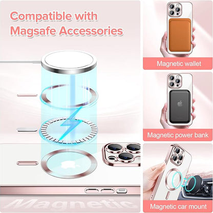 Coque MagSafe pour Apple iPhone 13 Pro Max, Techsuit, Luxury Crystal, Rose