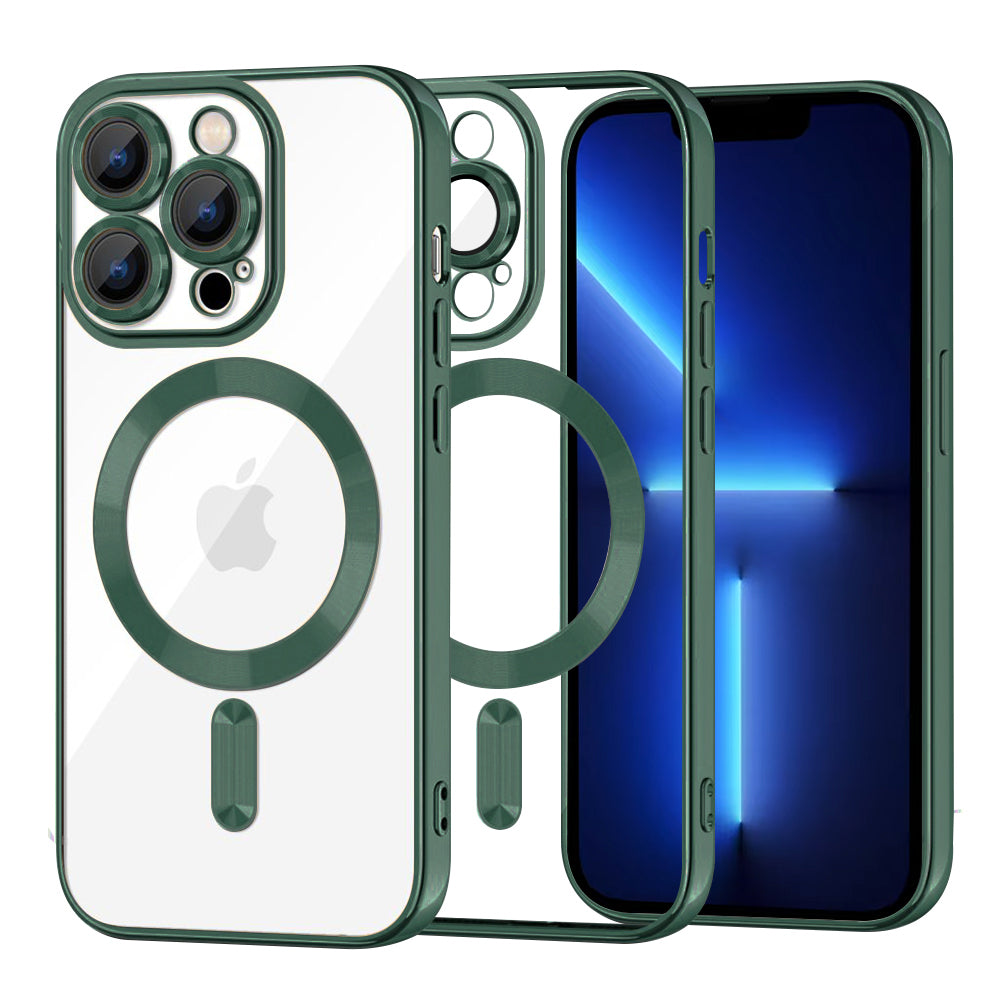 Coque MagSafe pour Apple iPhone 13 Pro Max, Techsuit, Luxury Crystal, Vert Foncé