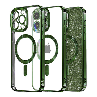 Coque MagSafe pour Apple iPhone 13 Pro Max, Techsuit, Luxury Glitter, Vert Foncé
