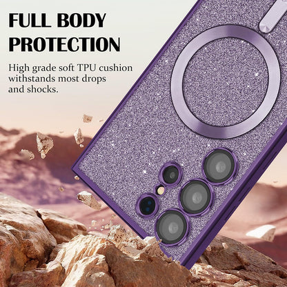 Coque MagSafe pour Apple iPhone 13 Pro Max, Techsuit, Luxury Glitter, Vert Foncé