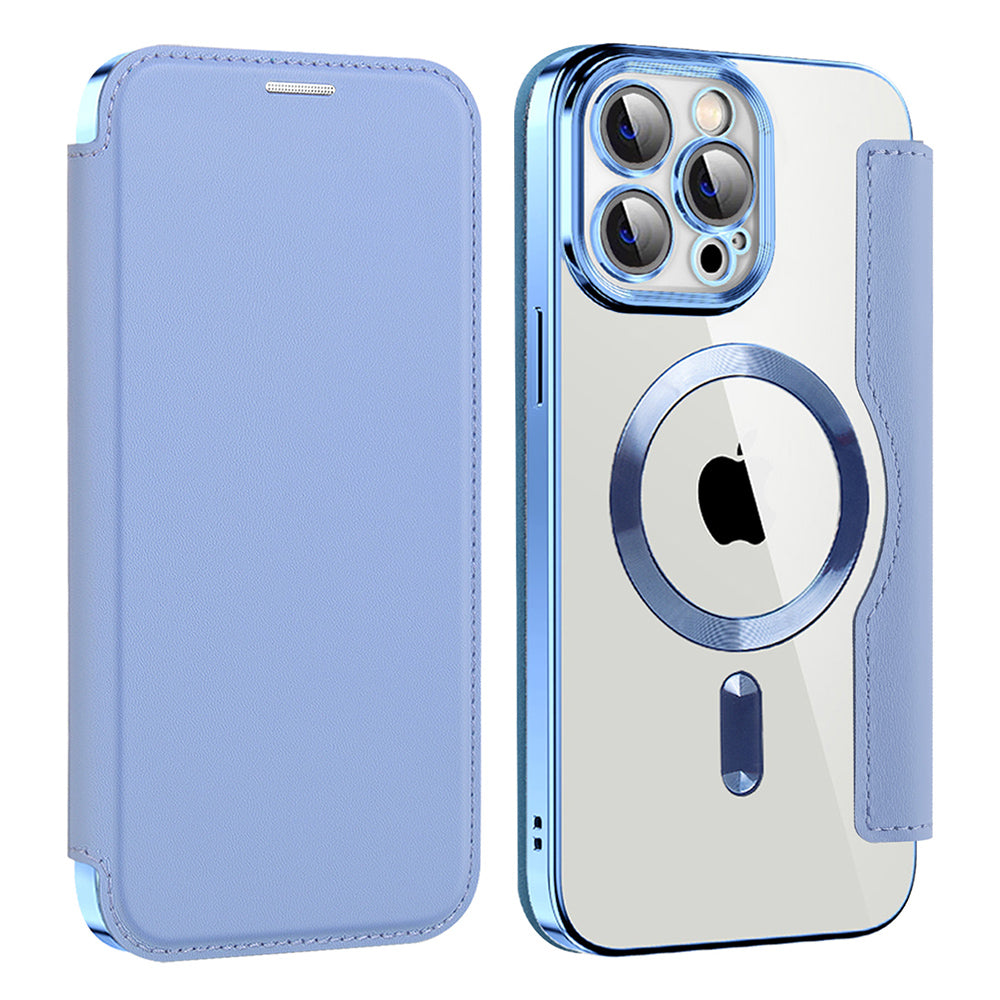 Coque MagSafe pour Apple iPhone 13 Pro Max, Techsuit, SmartMag Book, Bleu