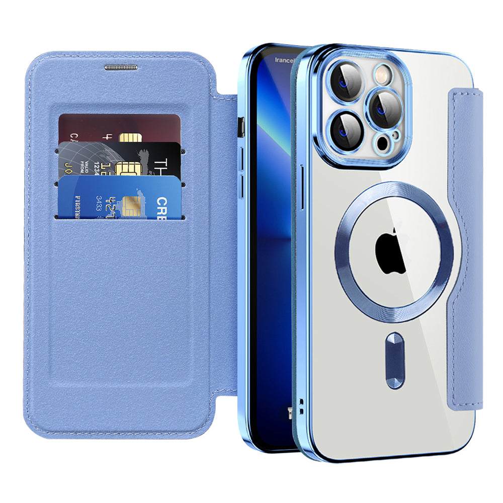 Coque MagSafe pour Apple iPhone 13 Pro Max, Techsuit, SmartMag Book, Bleu