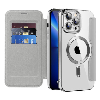 Coque MagSafe pour Apple iPhone 13 Pro Max, Techsuit, SmartMag Book, Gris