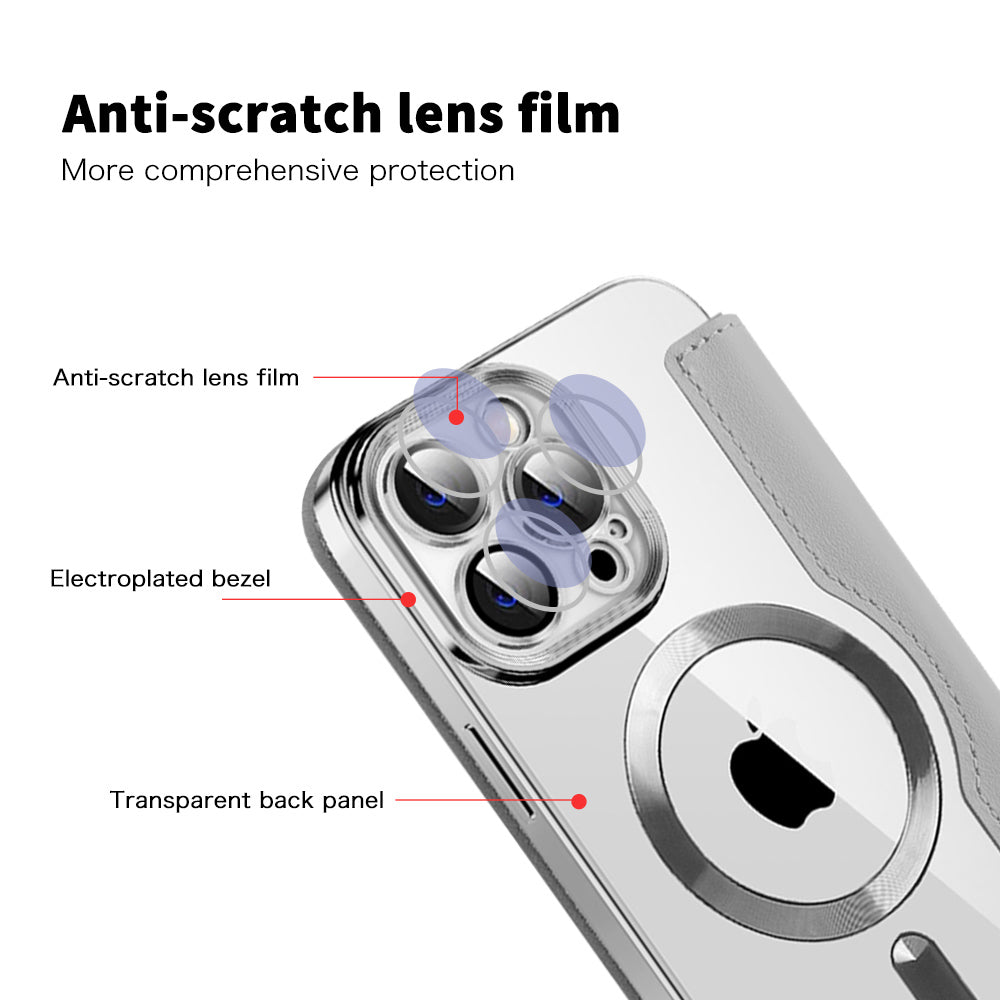 Coque MagSafe pour Apple iPhone 13 Pro Max, Techsuit, SmartMag Book, Gris