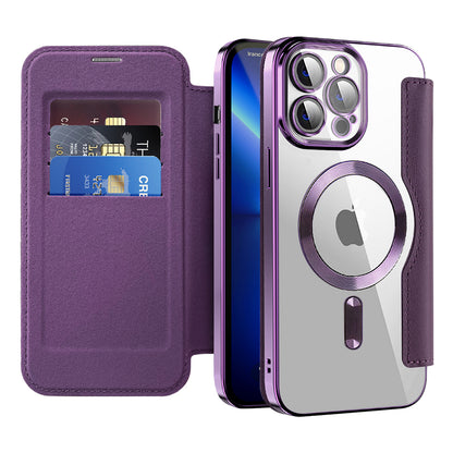 Coque MagSafe pour Apple iPhone 13 Pro Max, Techsuit, SmartMag Book, Violet