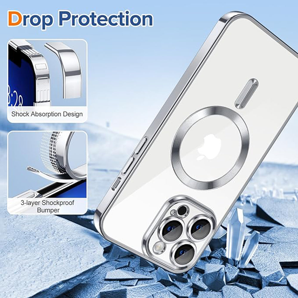 MagSafe Case for Apple iPhone 13 Pro, Techsuit, Luxury Crystal, Silver