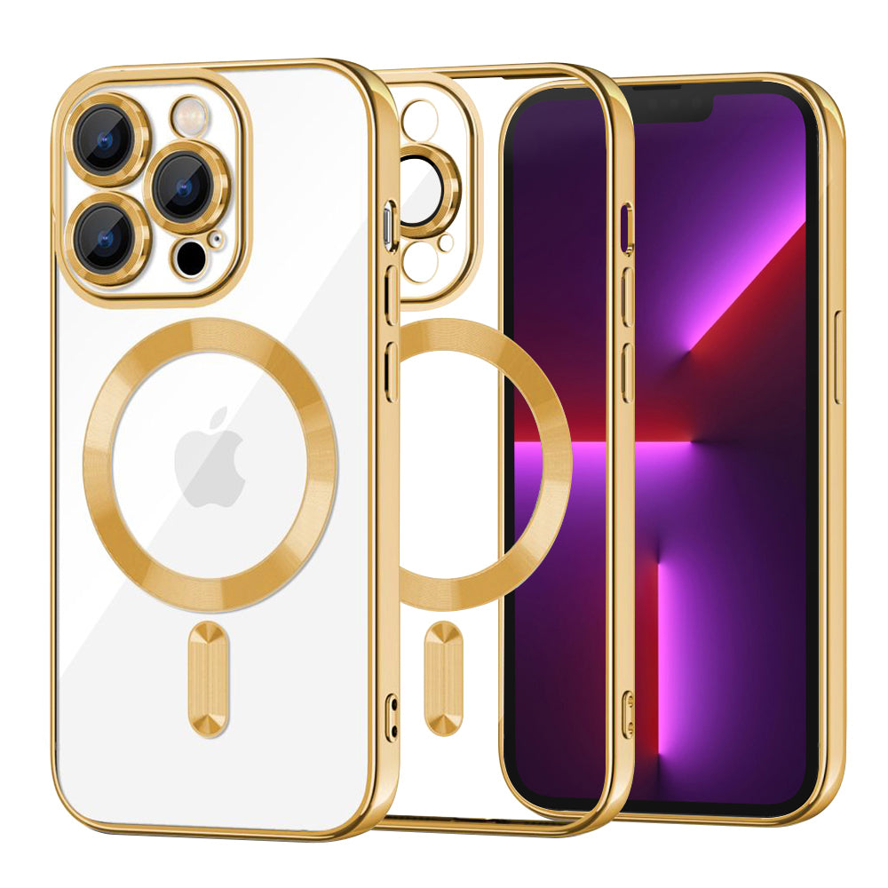 Coque MagSafe pour Apple iPhone 13 Pro, Techsuit, Luxury Crystal, Dorée