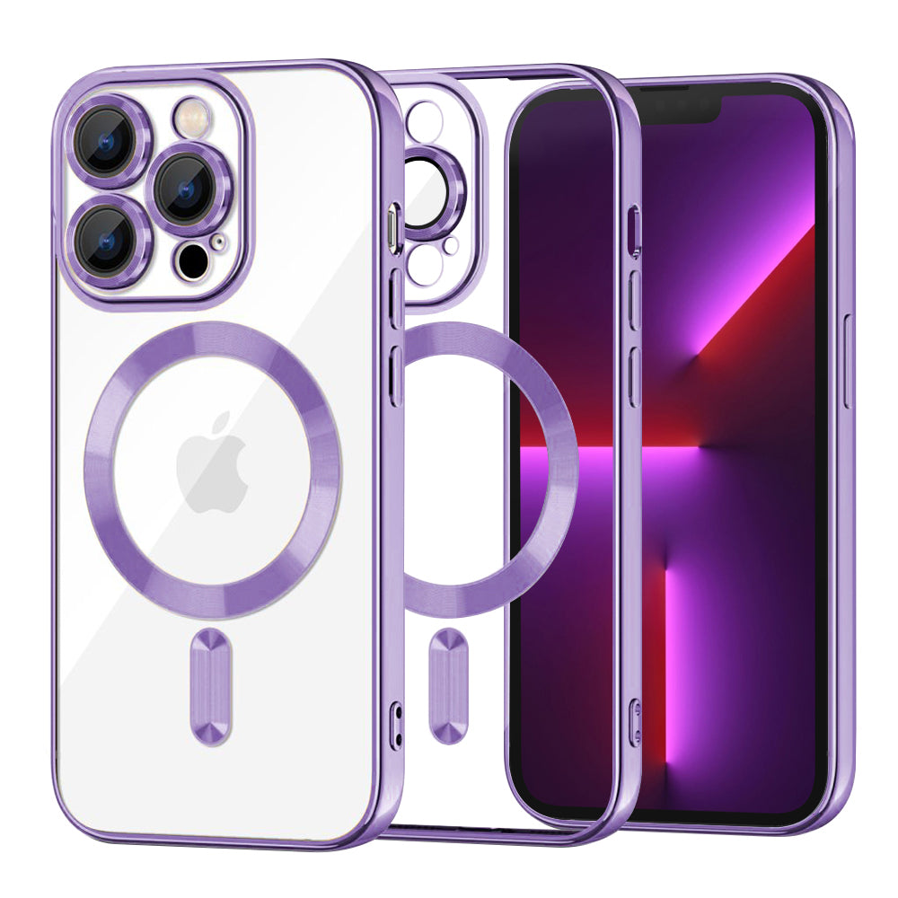 Coque MagSafe pour Apple iPhone 13 Pro, Techsuit, Luxury Crystal, Violet Clair