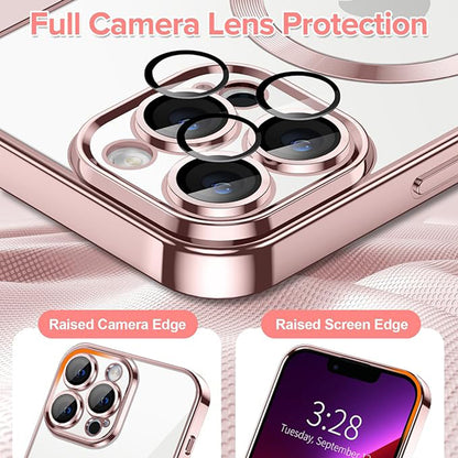 Coque MagSafe pour Apple iPhone 13 Pro, Techsuit, Luxury Crystal, Rose