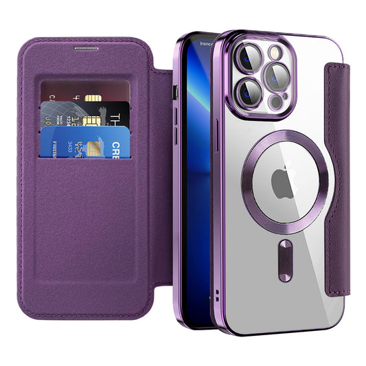 MagSafe Case for Apple iPhone 13 Pro, Techsuit, SmartMag Book, Purple