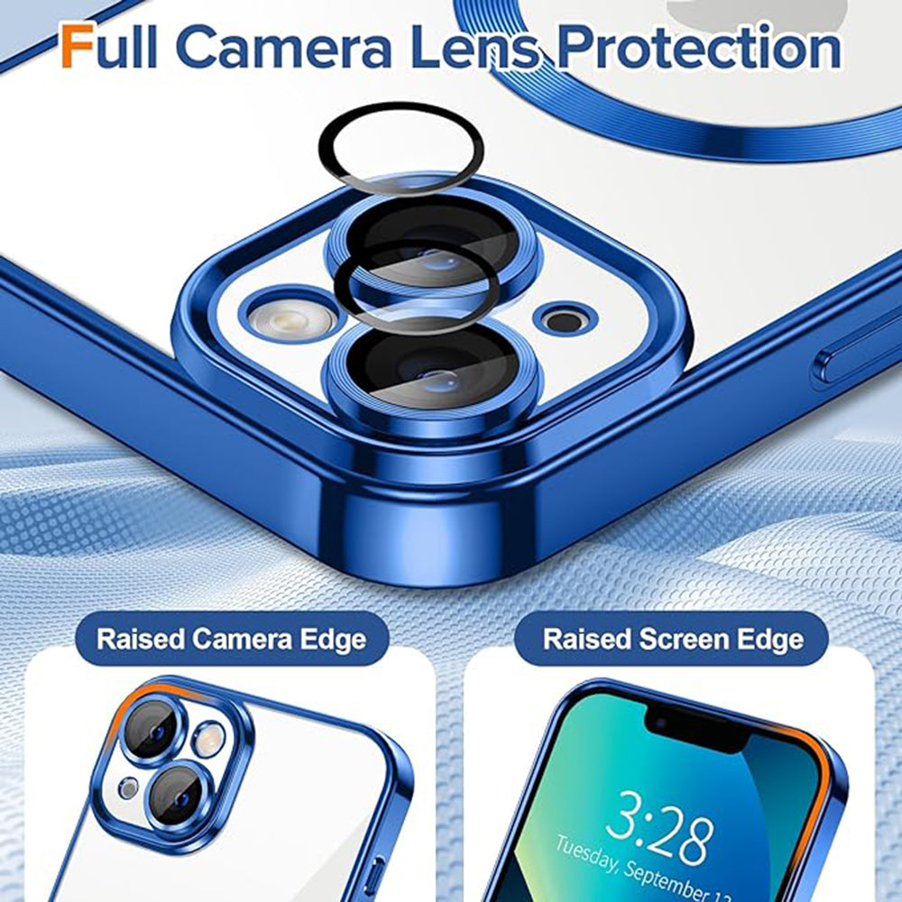 Coque MagSafe pour Apple iPhone 13, Techsuit, Luxury Crystal, Bleu Foncé