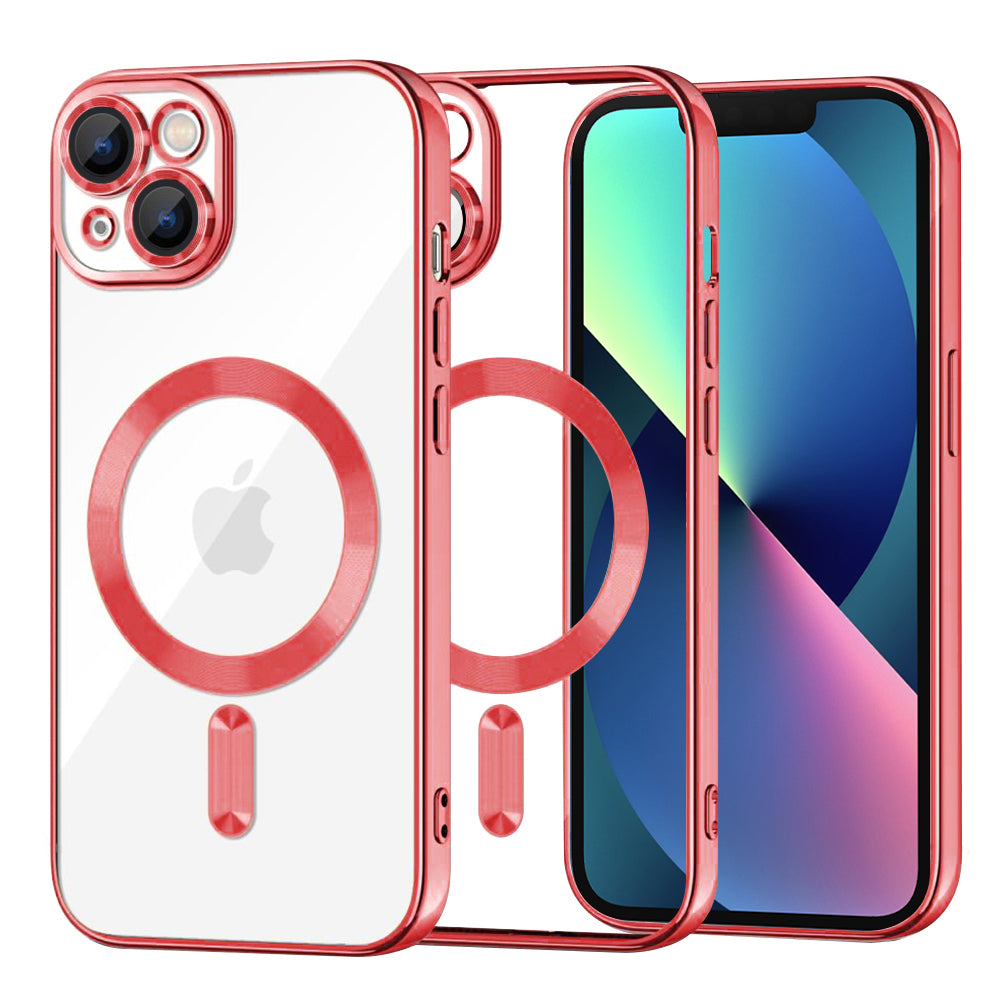 Coque MagSafe pour Apple iPhone 13, Techsuit, Luxury Crystal, Rouge