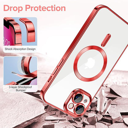 Coque MagSafe pour Apple iPhone 13, Techsuit, Luxury Crystal, Rouge