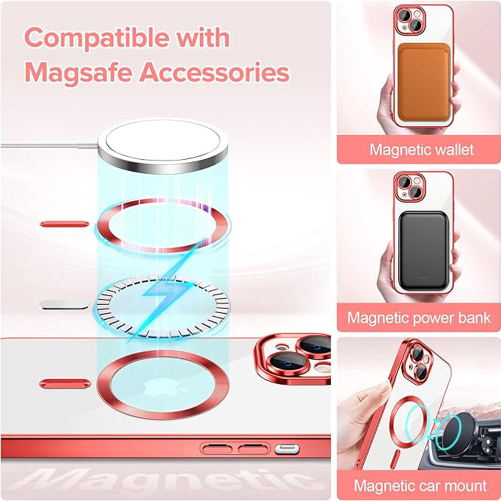 Coque MagSafe pour Apple iPhone 13, Techsuit, Luxury Crystal, Rouge