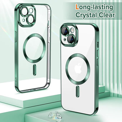 Coque MagSafe pour Apple iPhone 13, Techsuit, Luxury Crystal, Vert Foncé