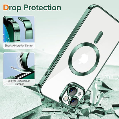 Coque MagSafe pour Apple iPhone 13, Techsuit, Luxury Crystal, Vert Foncé