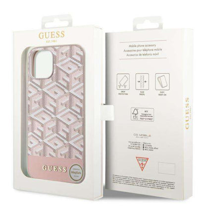 Coque MagSafe pour Apple iPhone 14, Guess, GCube Stripes, Rose