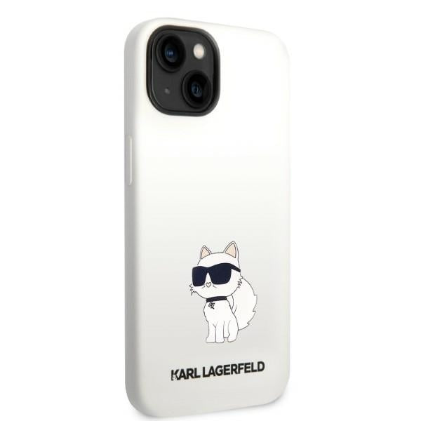 Étui MagSafe pour Apple iPhone 14 Plus, Karl Lagerfeld, Silicone Choupette, Blanc