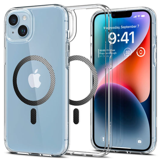 Coque MagSafe pour Apple iPhone 14 Plus, Spigen, Ultra Hybrid Carbon, Transparente