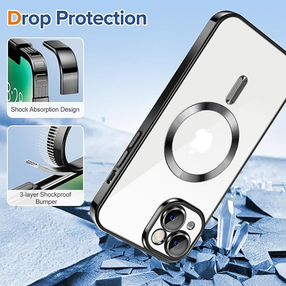 Coque MagSafe pour Apple iPhone 14 Plus, Techsuit, Luxury Crystal, Noire