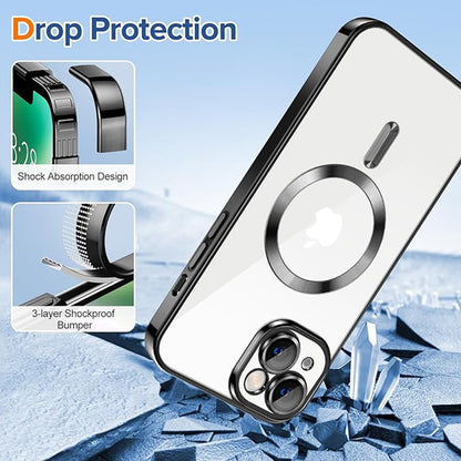 Coque MagSafe pour Apple iPhone 14 Plus, Techsuit, Luxury Crystal, Noire