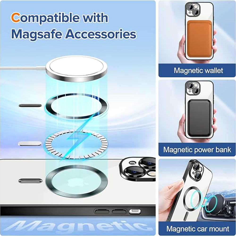 Coque MagSafe pour Apple iPhone 14 Plus, Techsuit, Luxury Crystal, Noire