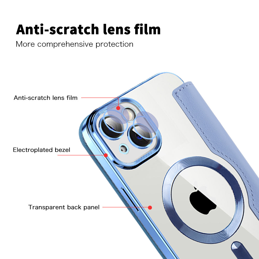 Coque MagSafe pour Apple iPhone 14 Plus, Techsuit, SmartMag Book, Bleu
