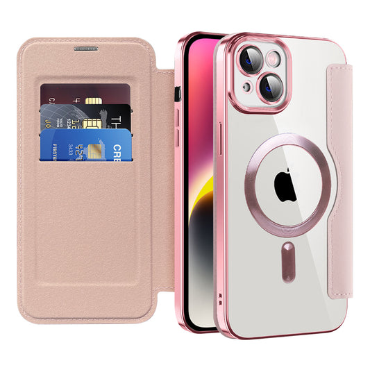 Coque MagSafe pour Apple iPhone 14 Plus, Techsuit, SmartMag Book, Rose