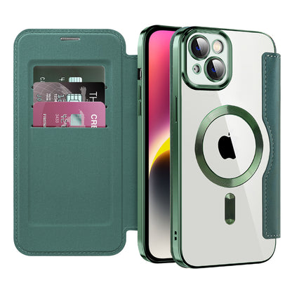 Coque MagSafe pour Apple iPhone 14 Plus, Techsuit, SmartMag Book, Vert
